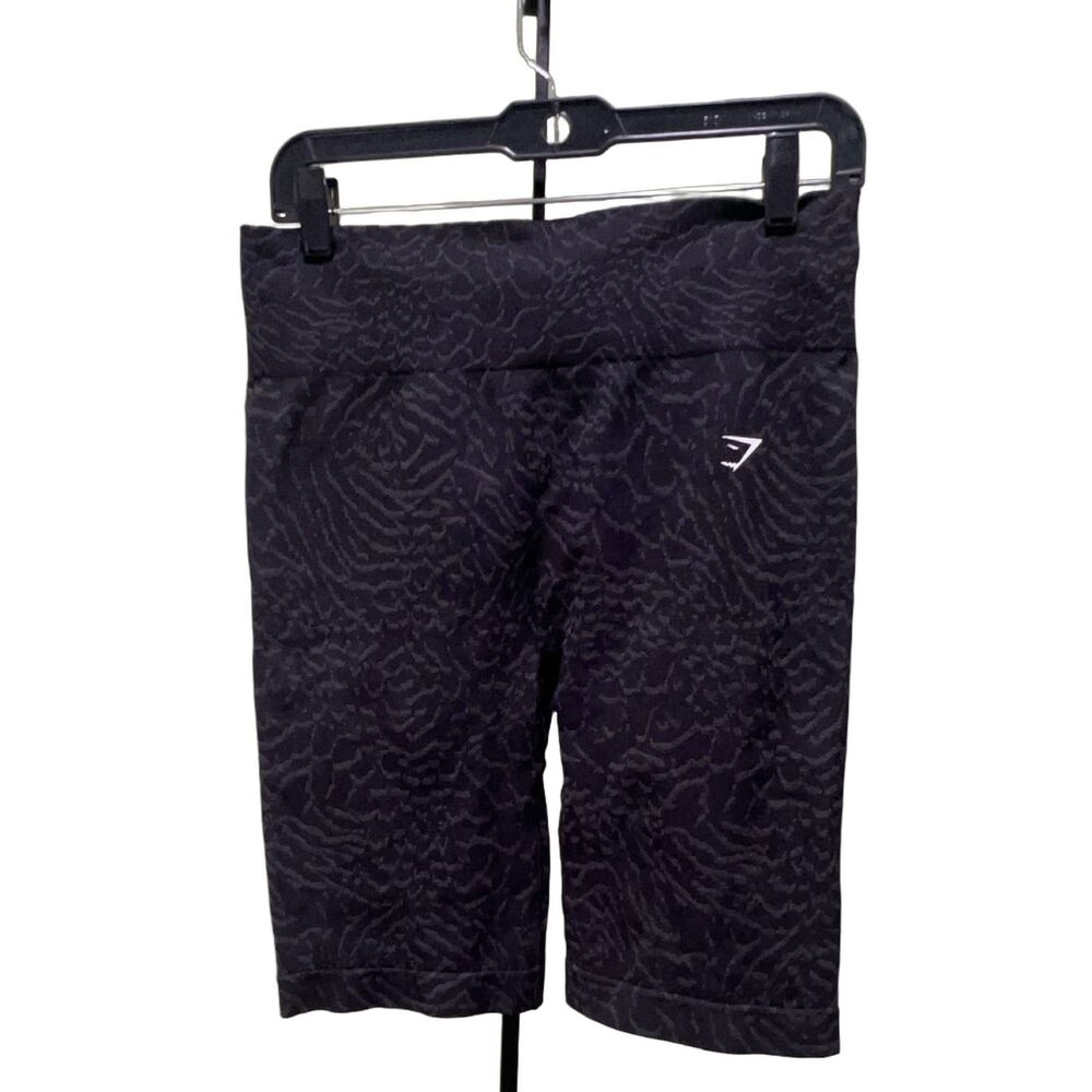 Gymshark Women's Black Animal Print Biker Shorts Ruched Back Stretch Gym Yoga L